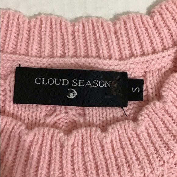 Cloud Season Pink Knit Pearl Embellished Sleeveless Sweater Vest Size Small - Picture 4 of 10